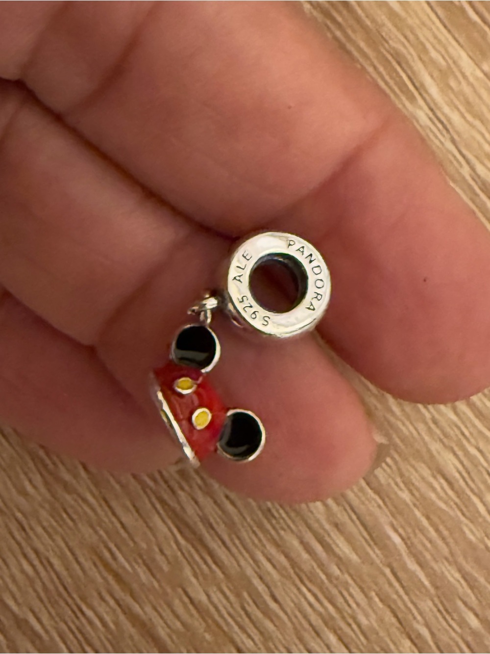 Pandora Red, Black and Yellow Mickey Mouse Enamel Dangle Charm
